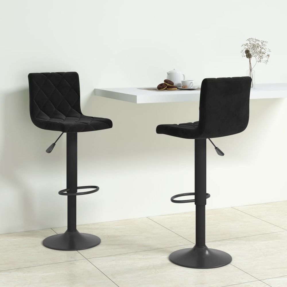 Bar Stools vidaXL 2 pcs Black Velvet - Bar Stool from vidaXL
