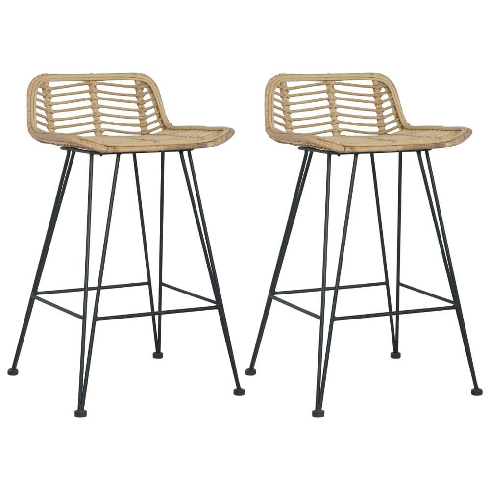 Bar Chairs 2 pcs vidaXL Natural Rattan - Bar Stool from vidaXL