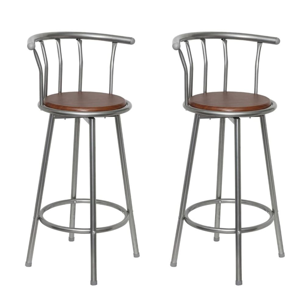 vBar Stools 2 pcs vidaXL Brown Steel - Bar Stool from vidaXL