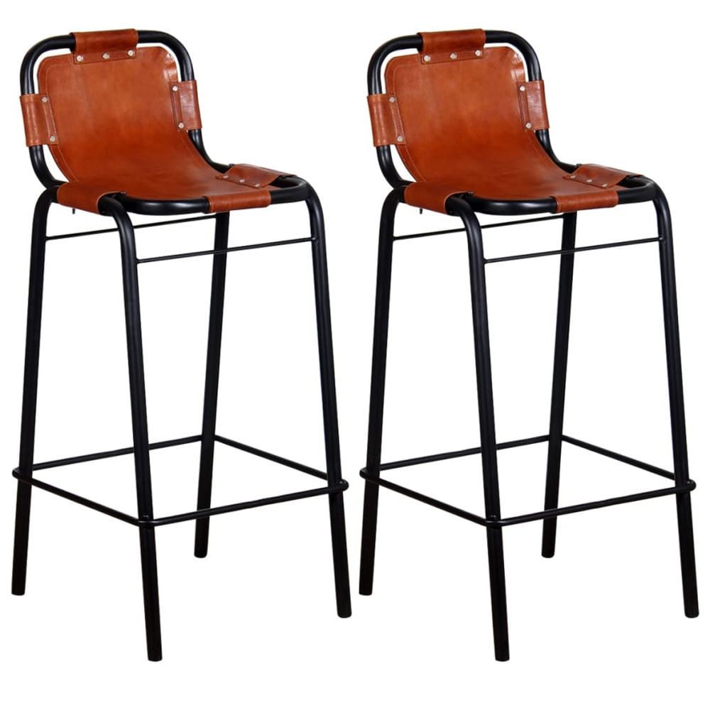 Bar Stools 2 pcs vidaXL Real Leather - Bar Stool from vidaXL