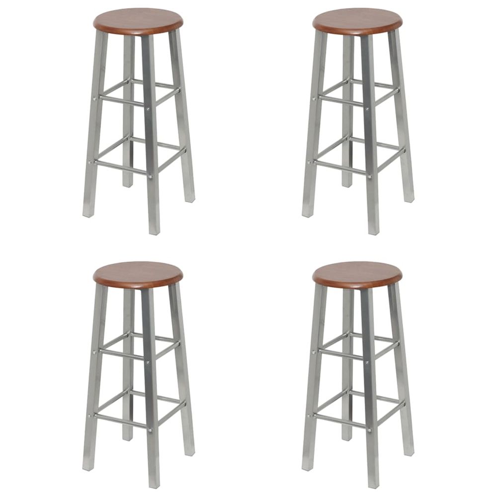 Bar Stools 4 pcs vidaXL Silver and Brown MDF - Bar Stool from vidaXL