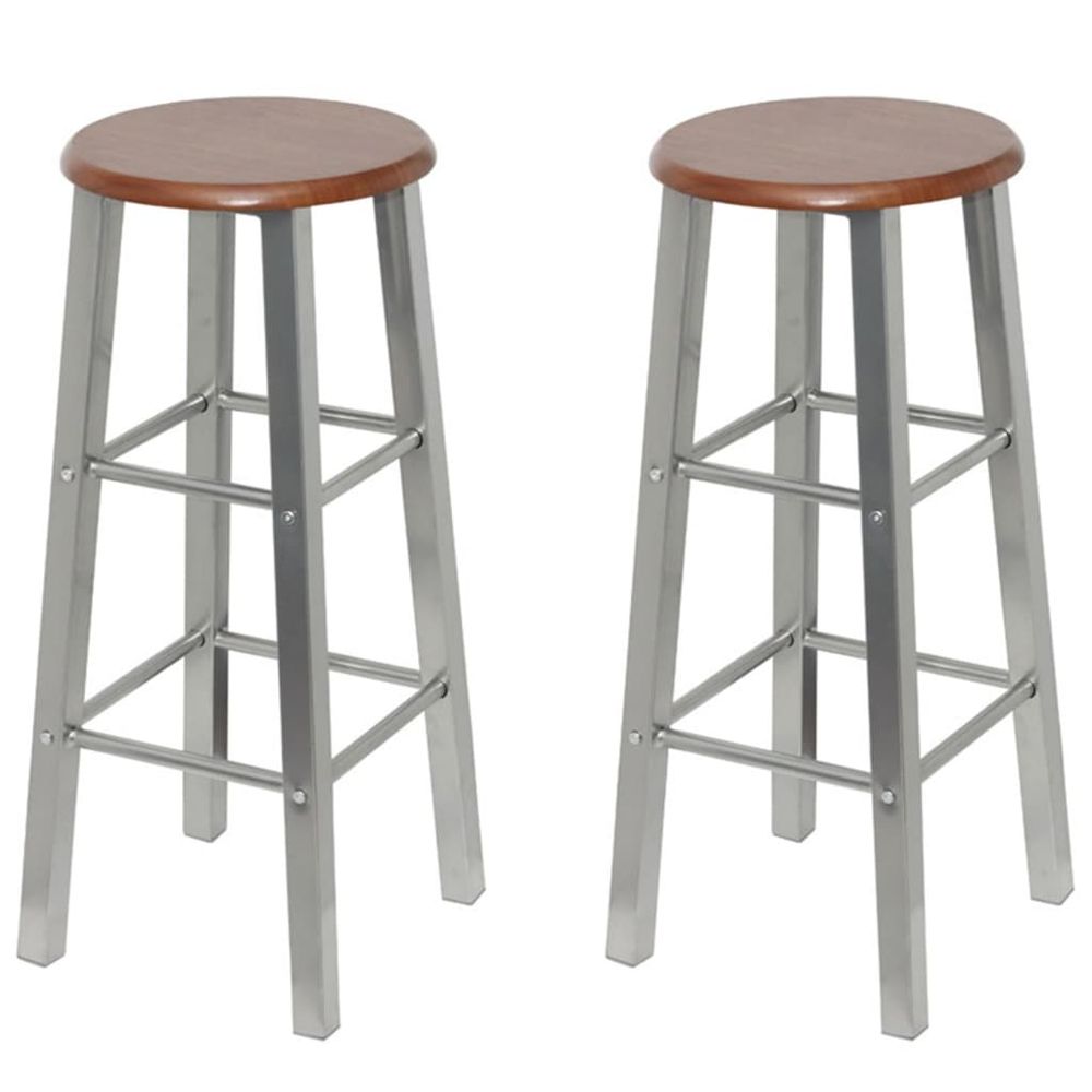 Bar Stools 4 pcs vidaXL Silver and Brown MDF - Bar Stool from vidaXL