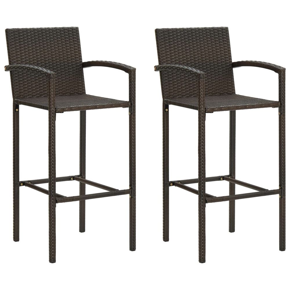 Bar Stools 2 pcs vidaXL Brown Poly Rattan - Bar Stool from vidaXL