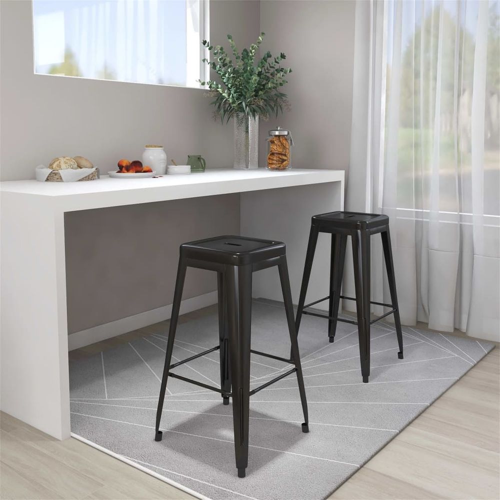 Bar Stools Stackable 2 pcs vidaXL Black Metal - Bar Stool from vidaXL