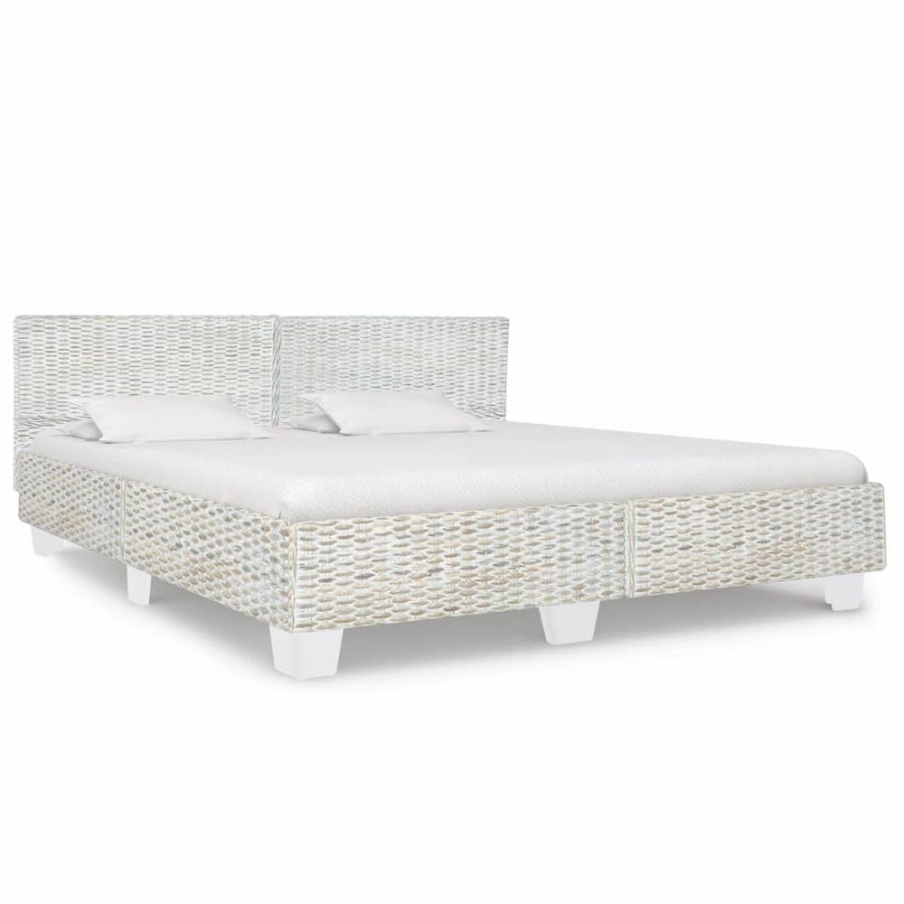 Bed Frame Grey Natural Rattan 140x200 cm vidaXL - Bed Frames from vidaXL