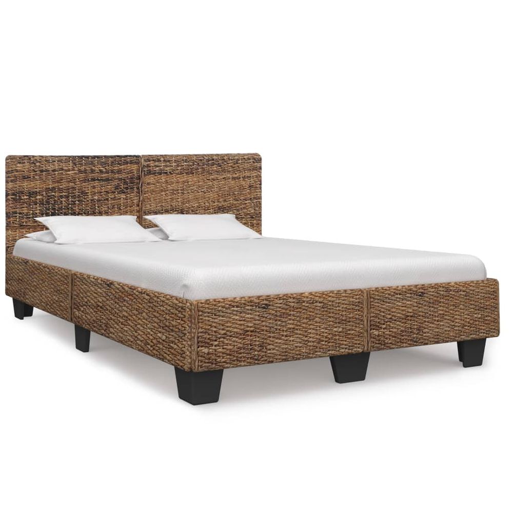 Bed Frame Grey Natural Rattan 140x200 cm vidaXL - Bed Frames from vidaXL