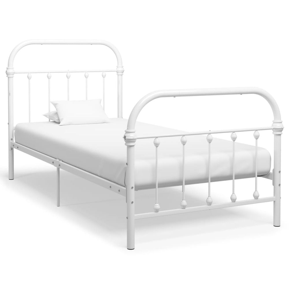 Bed Frame White Metal 90x200 cm vidaXL - Bed Frames from vidaXL