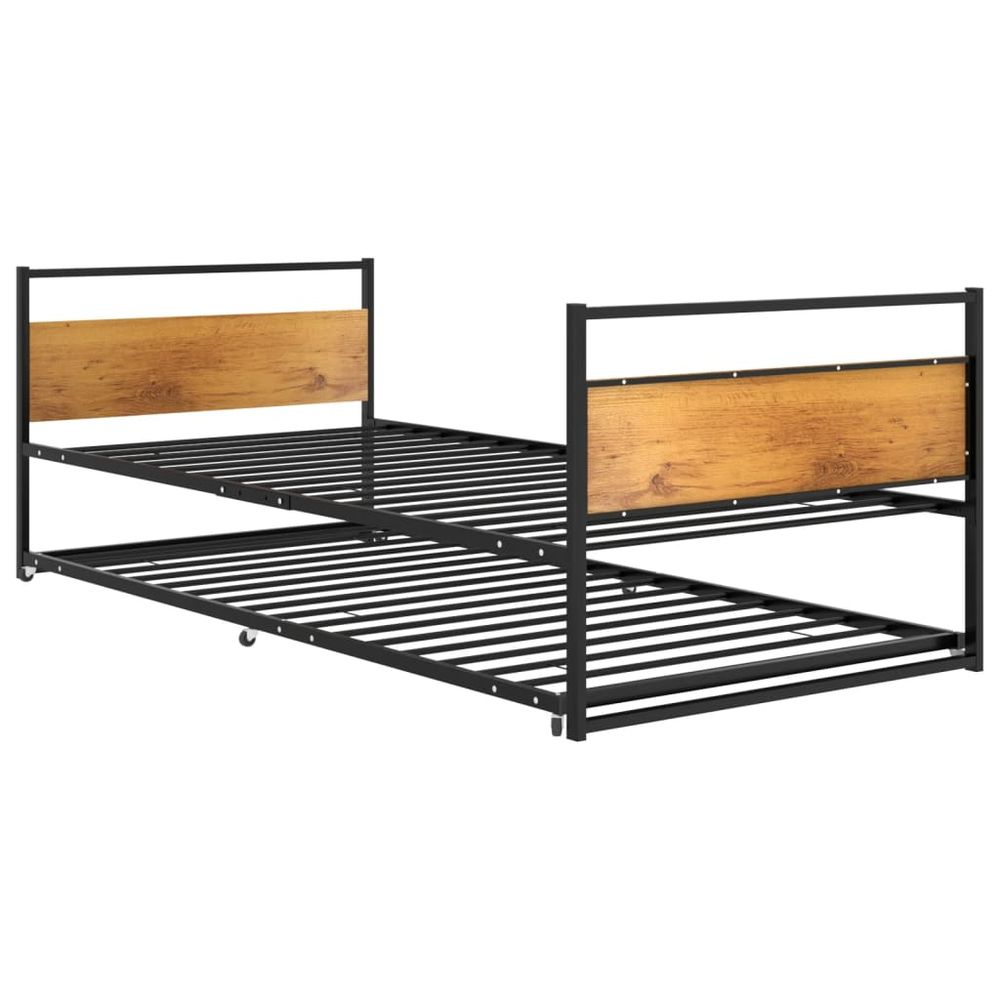 Pull-out Bed Frame vidaXL Black Metal 90x200 cm - Bed Frames from vidaXL