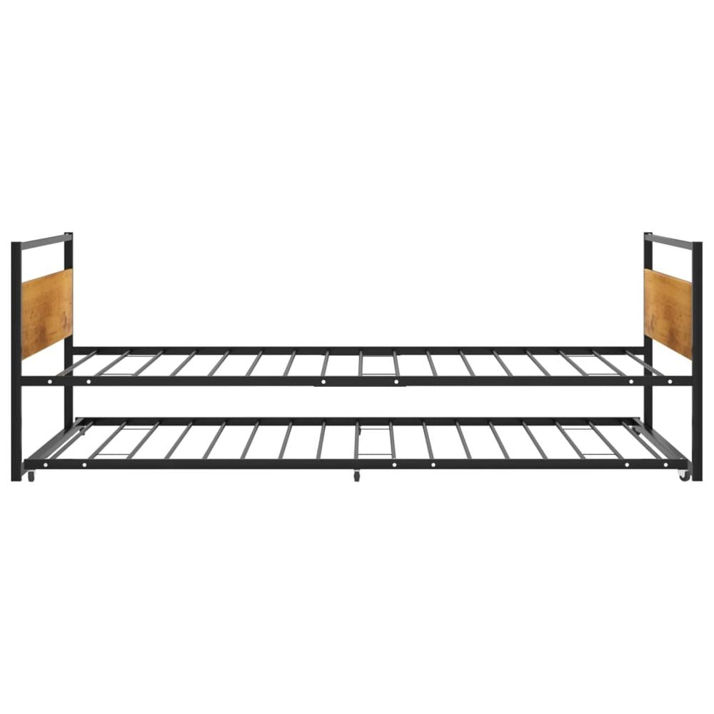 Pull-out Bed Frame vidaXL Black Metal 90x200 cm - Bed Frames from vidaXL