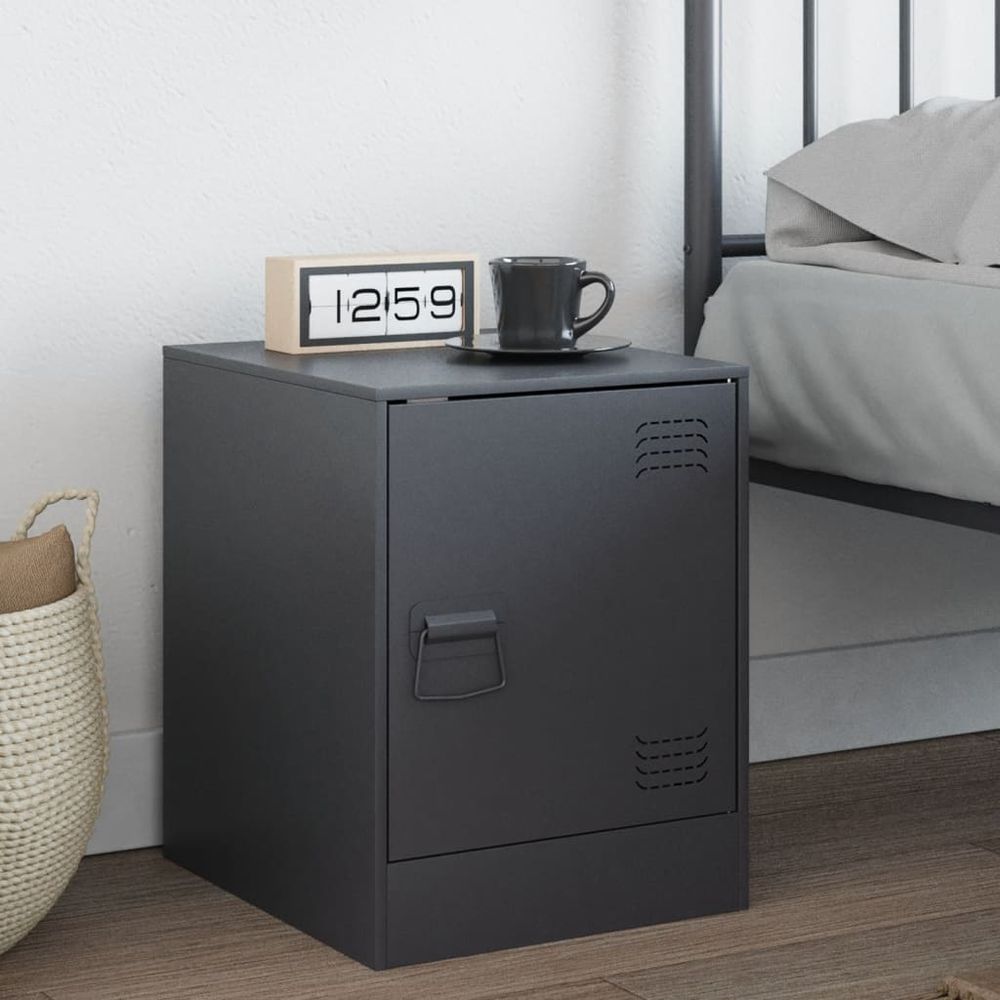 Bedside Cabinet Black 34.5x39x44 cm vidaXL Steel - Bedside Table from vidaXL