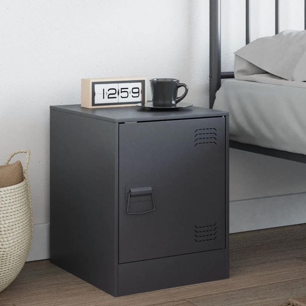 Bedside Cabinet Black 34.5x39x44 cm vidaXL Steel by vidaXL