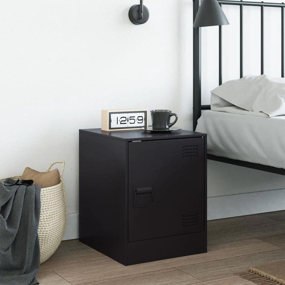 Bedside Cabinet Black 34.5x39x44 cm vidaXL Steel by vidaXL