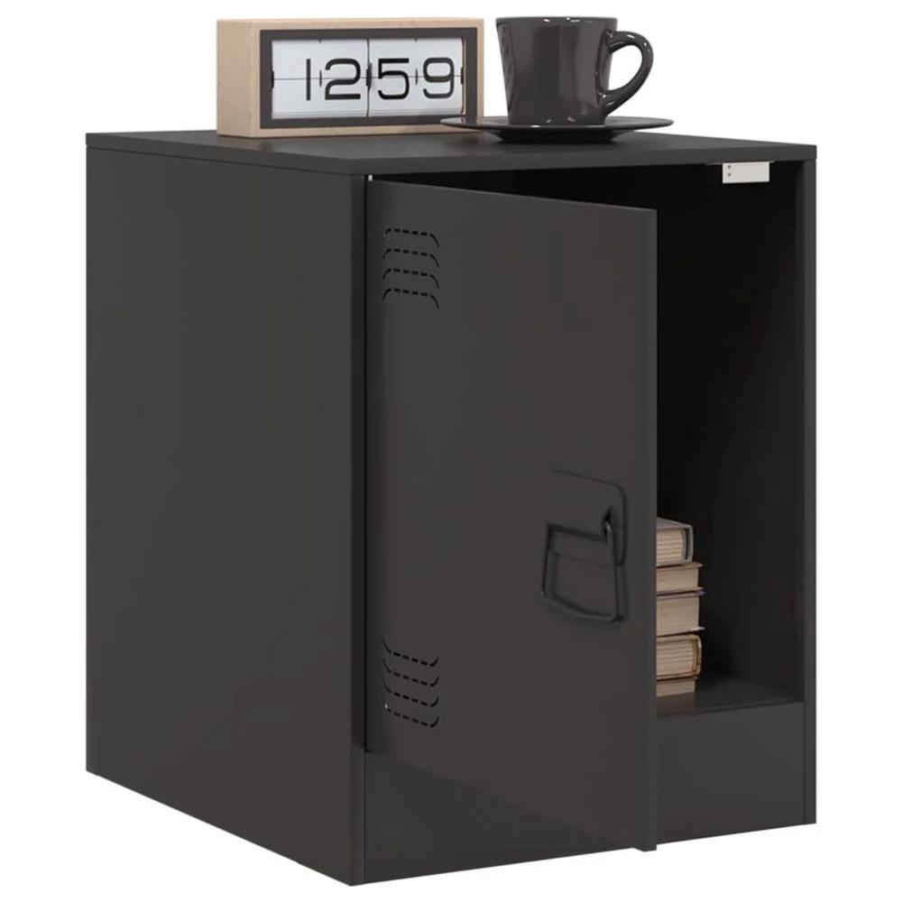 Bedside Cabinet Black 34.5x39x44 cm vidaXL Steel by vidaXL