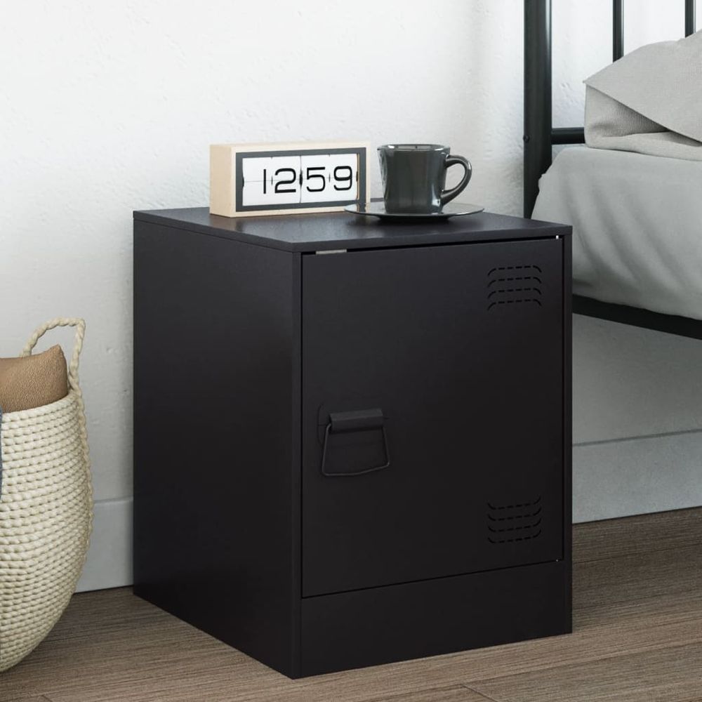 Bedside Cabinet Black 34.5x39x44 cm vidaXL Steel - Bedside Table from vidaXL