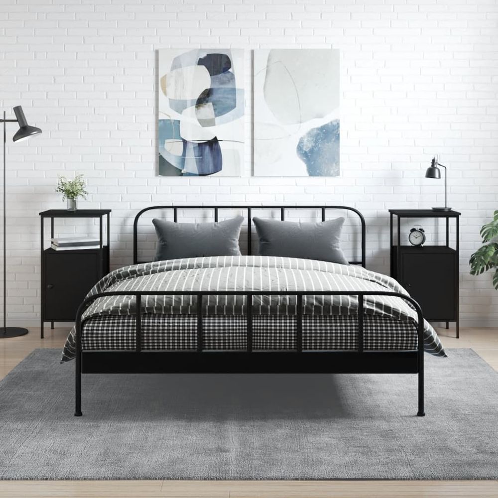 Bedside Cabinets 2 pcs Black 41x31x80 cm vidaXL Engineered Wood - Bedside Table from vidaXL