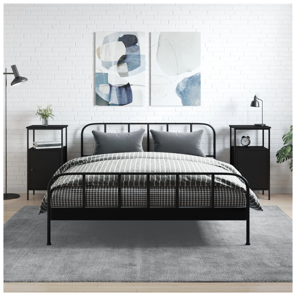 Bedside Cabinets 2 pcs Black 41x31x80 cm vidaXL Engineered Wood - Bedside Table from vidaXL