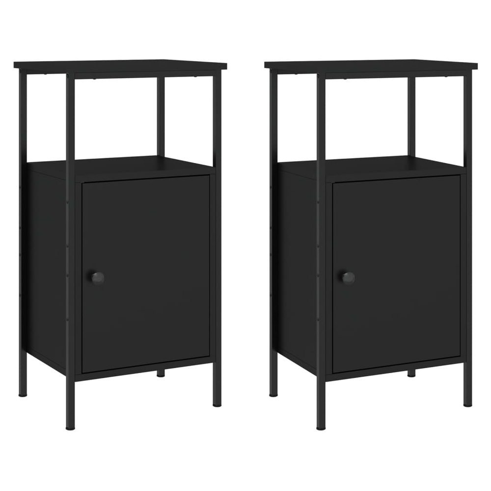 Bedside Cabinets 2 pcs Black 41x31x80 cm vidaXL Engineered Wood - Bedside Table from vidaXL