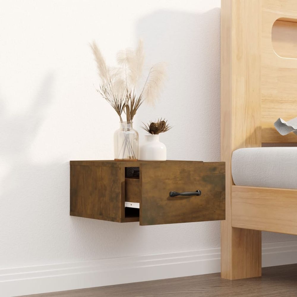 Wall-mounted Bedside Cabinet Smoked Oak 35x35x20 cm - Bedside Table from vidaXL