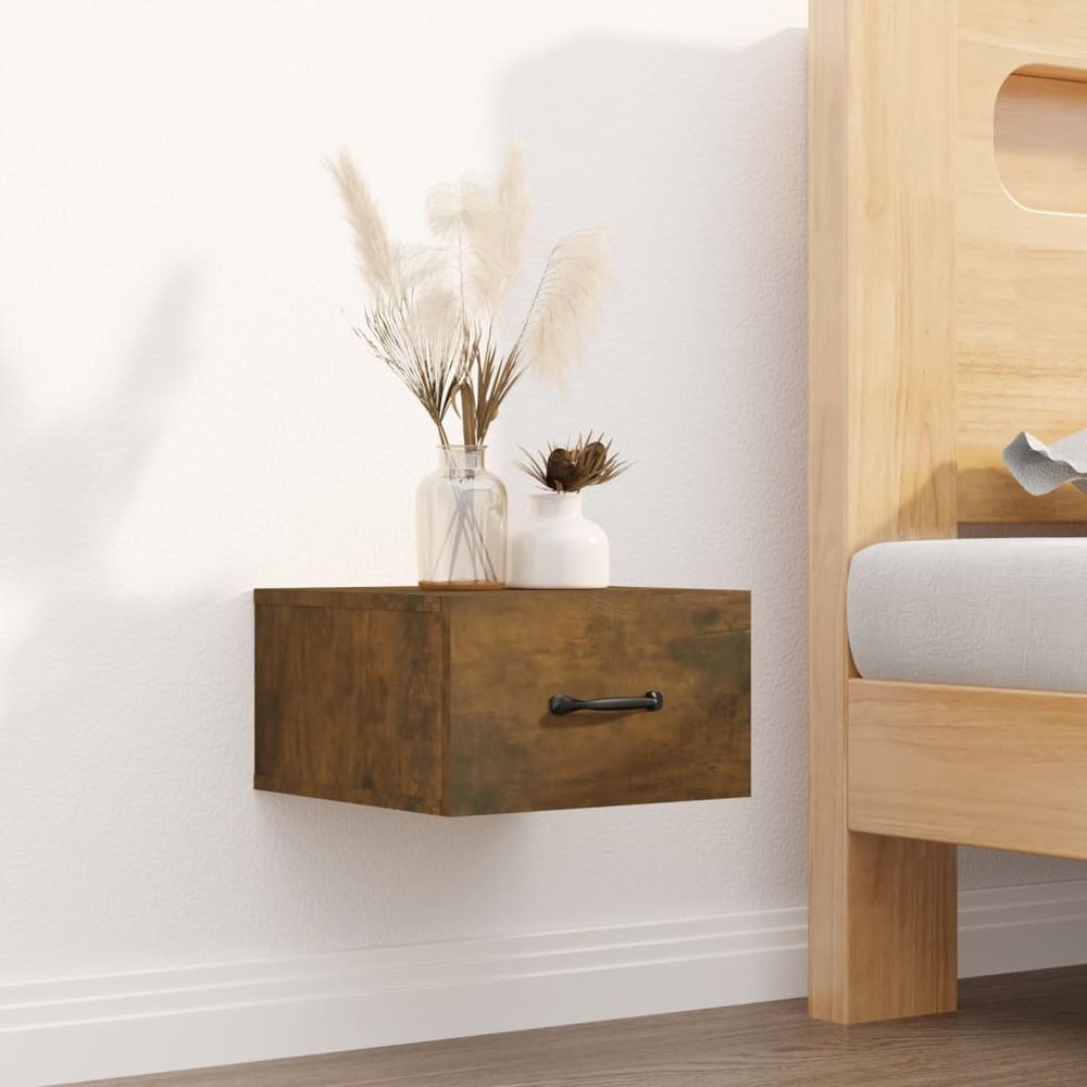 Wall-mounted Bedside Cabinet Smoked Oak 35x35x20 cm - Bedside Table from vidaXL