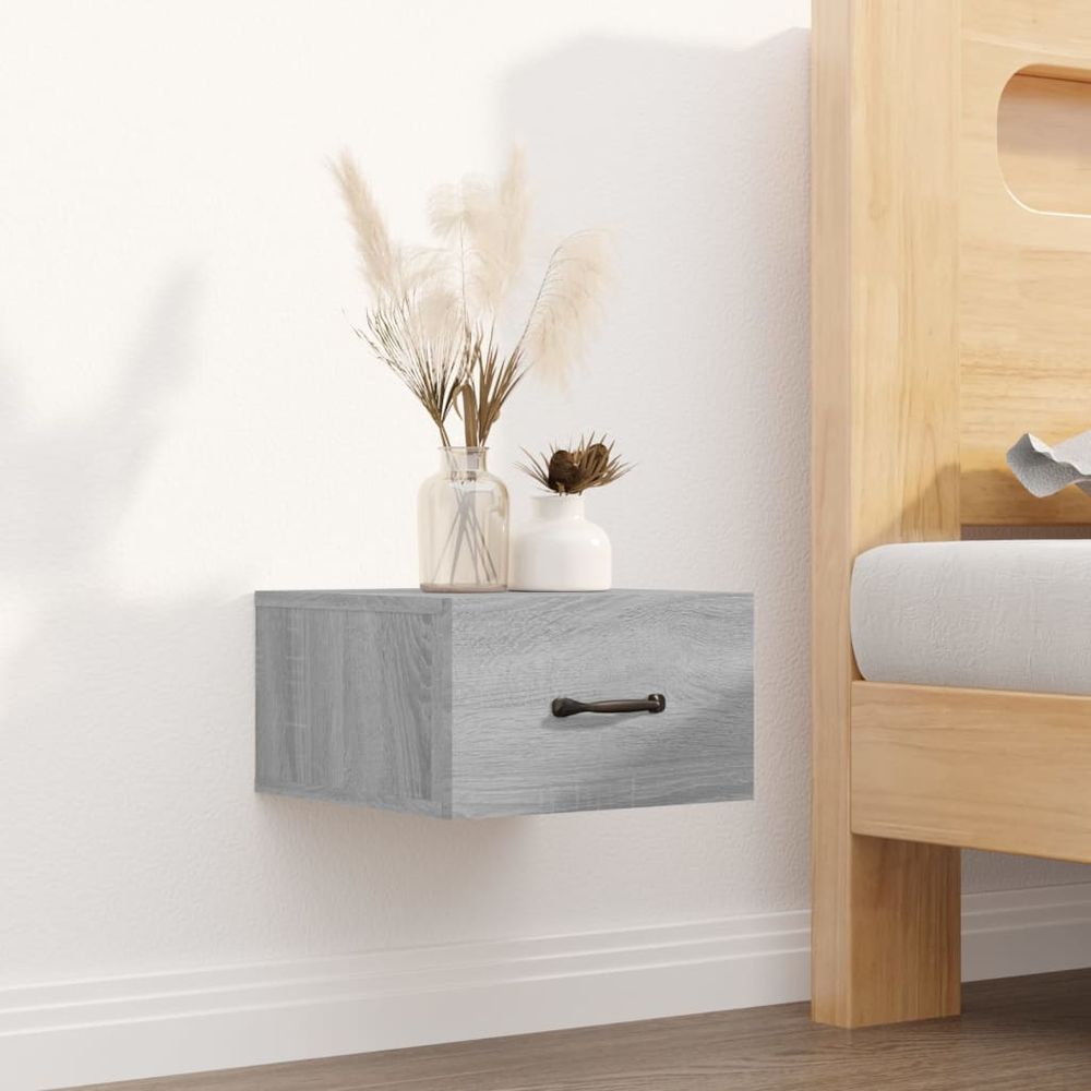 Wall-mounted Bedside Cabinet Smoked Oak 35x35x20 cm - Bedside Table from vidaXL
