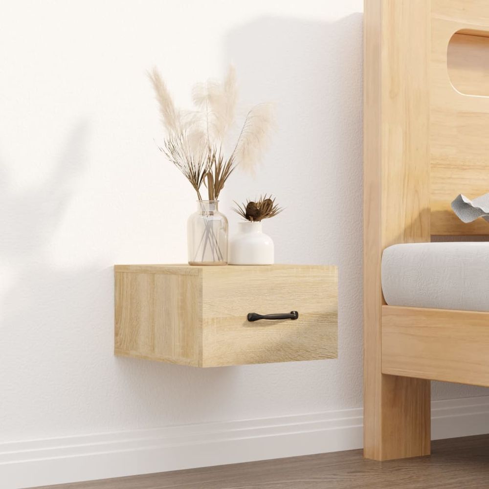 Wall-mounted Bedside Cabinet Smoked Oak 35x35x20 cm - Bedside Table from vidaXL