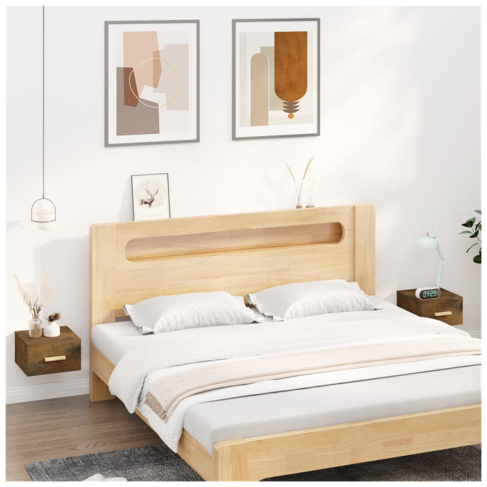 Wall-mounted Bedside Cabinets 2 pcs Smoked Oak 35x35x20 cm - Bedside Table from vidaXL