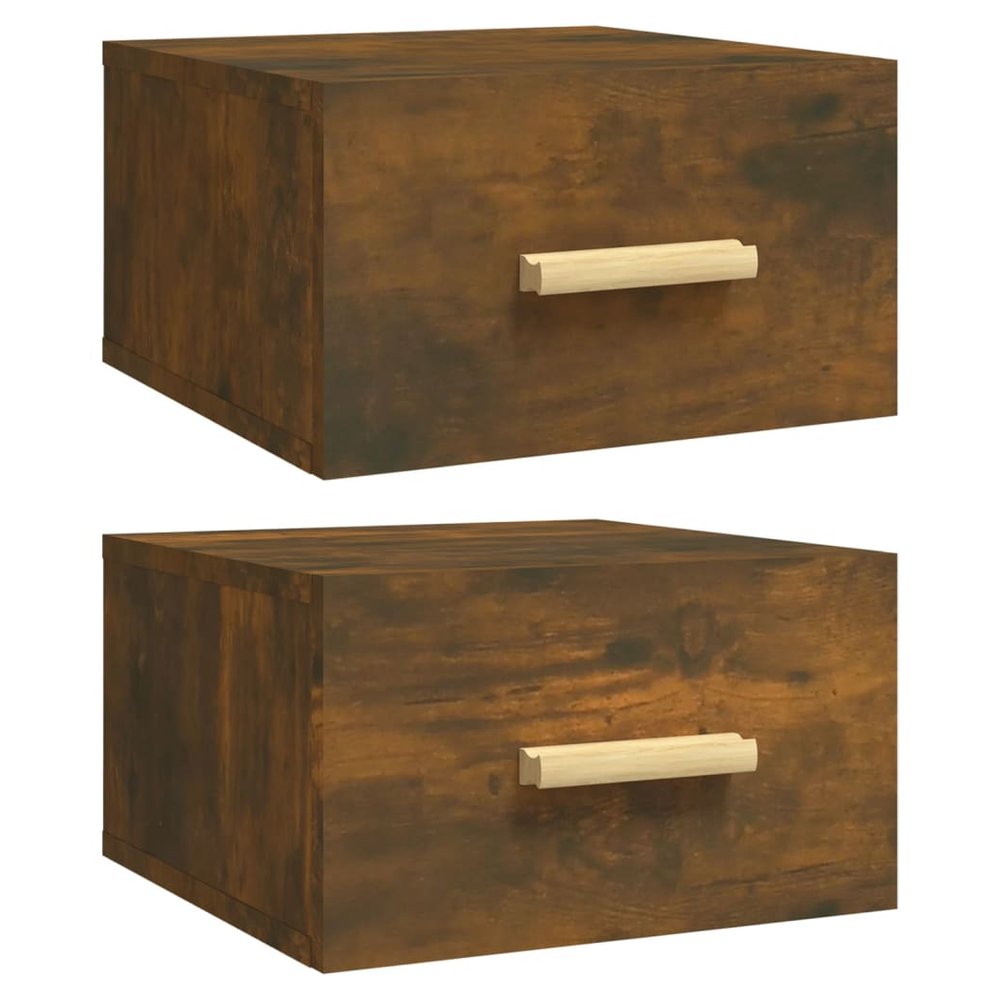 Wall-mounted Bedside Cabinets 2 pcs Smoked Oak 35x35x20 cm - Bedside Table from vidaXL