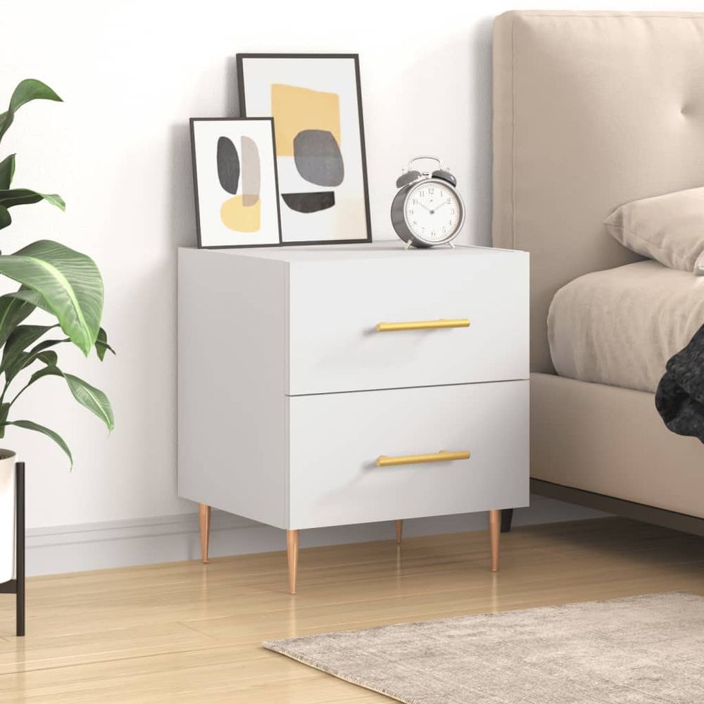 Bedside Cabinet White 40x35x47.5 cm vidaXL Engineered Wood - Bedside Table from vidaXL