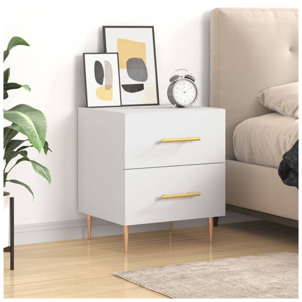Bedside Cabinet White 40x35x47.5 cm vidaXL Engineered Wood - Bedside Table from vidaXL