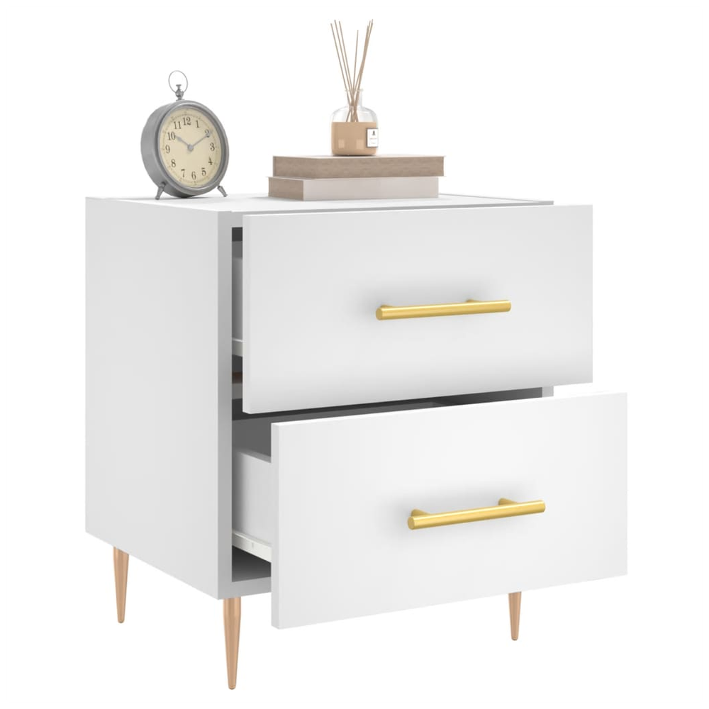 Bedside Cabinet White 40x35x47.5 cm vidaXL Engineered Wood - Bedside Table from vidaXL