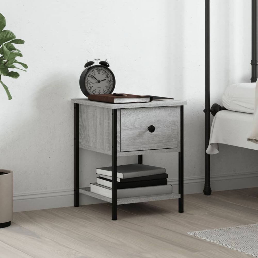 vidaXL Bedside Table Grey Sonoma 34x35.5x45 cm Engineered Wood - Bedside Table from vidaXL