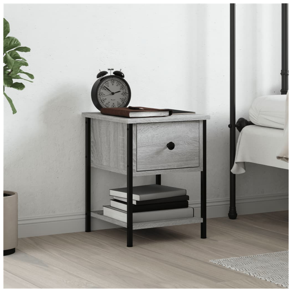 vidaXL Bedside Table Grey Sonoma 34x35.5x45 cm Engineered Wood - Bedside Table from vidaXL