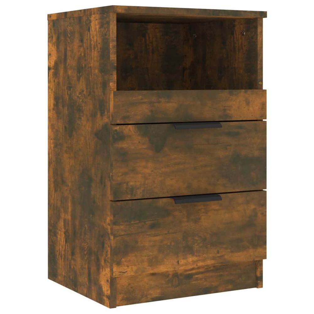 Bedside Cabinet Smoked Oak Engineered Wood vidaXL - Bedside Table from vidaXL