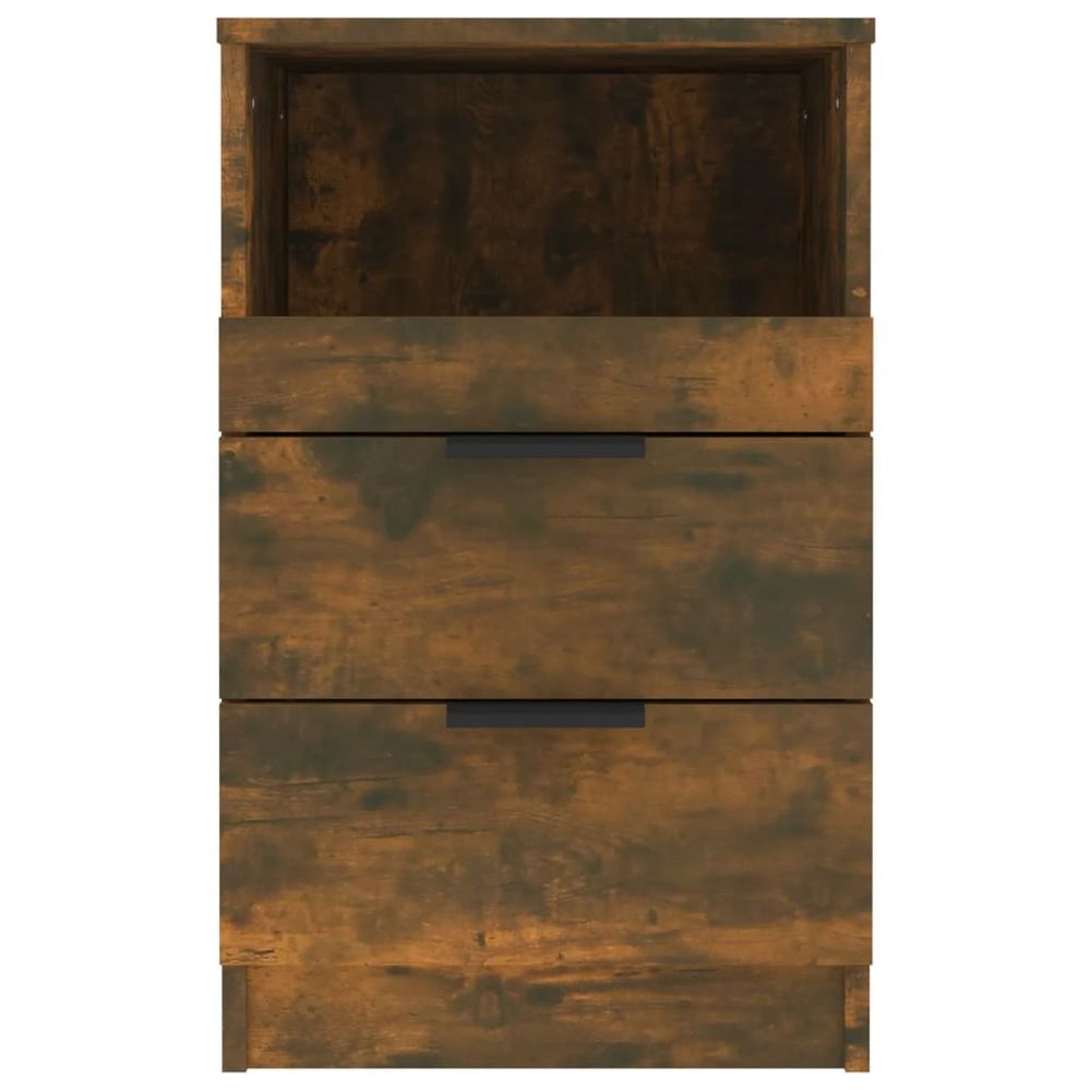 Bedside Cabinet Smoked Oak Engineered Wood vidaXL - Bedside Table from vidaXL