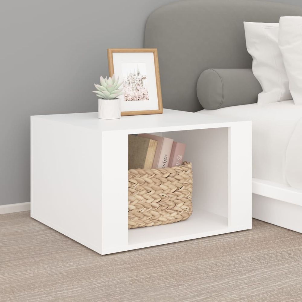 Bedside Table White 57x55x36 cm vidaXL Engineered Wood - Bedside Table from vidaXL