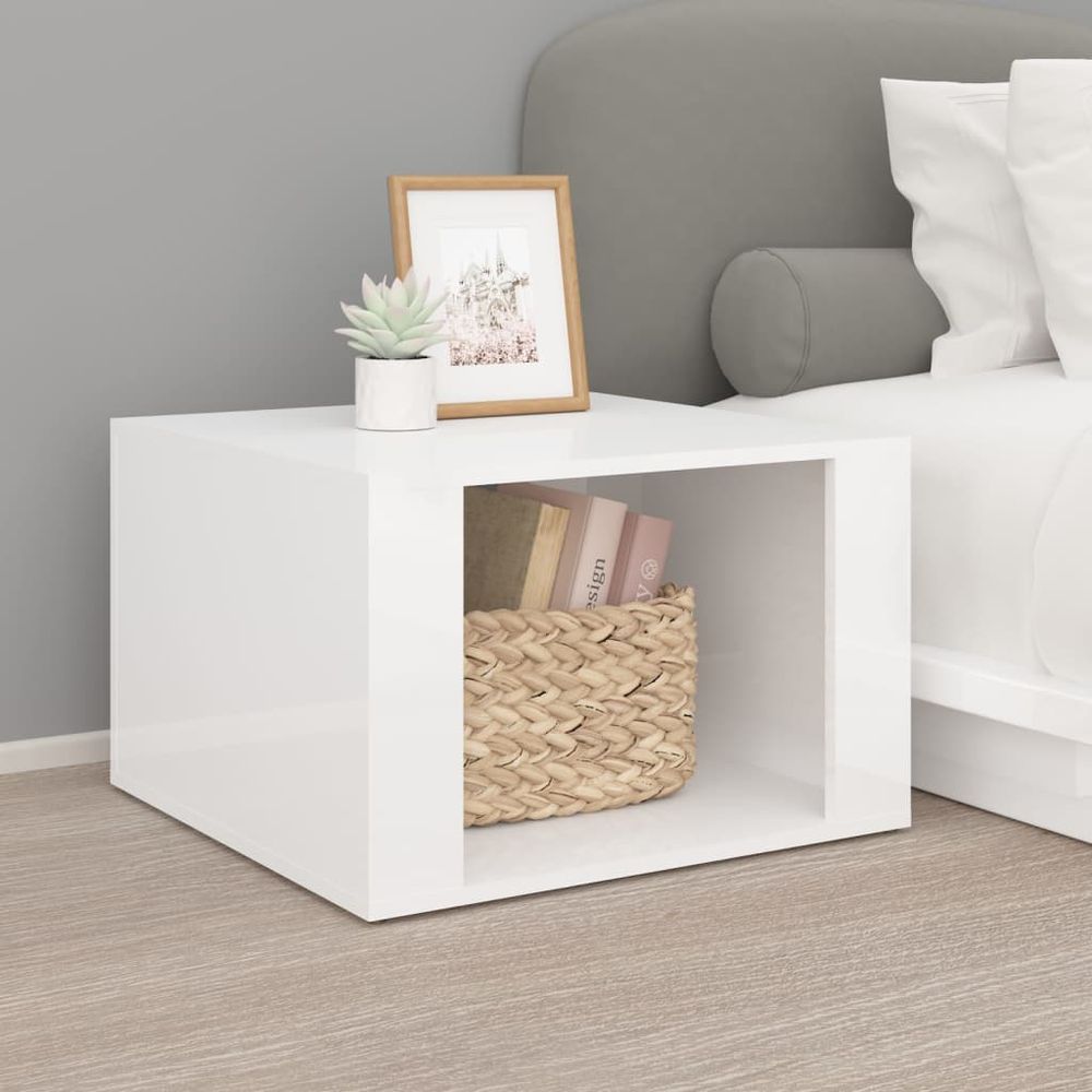 Bedside Table White 57x55x36 cm vidaXL Engineered Wood - Bedside Table from vidaXL