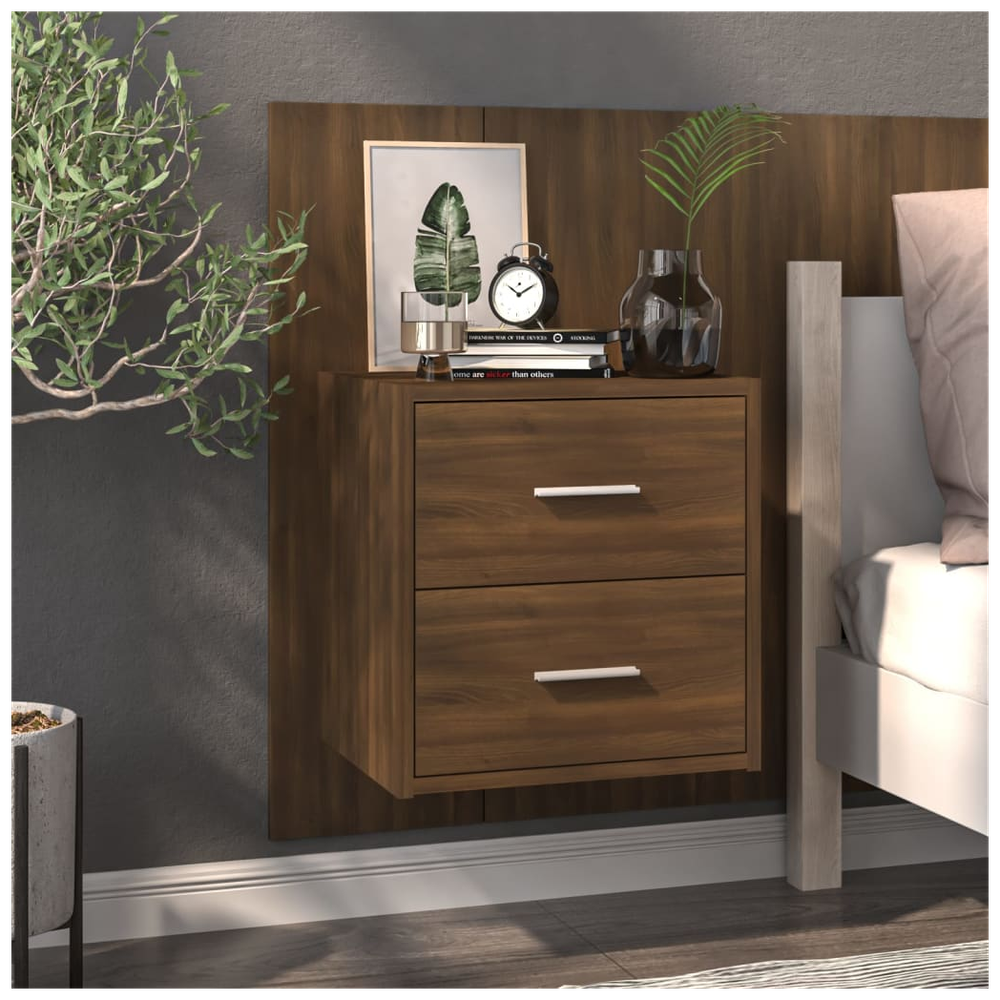 Wall-mounted Bedside Cabinet Brown Oak - Bedside Table from vidaXL