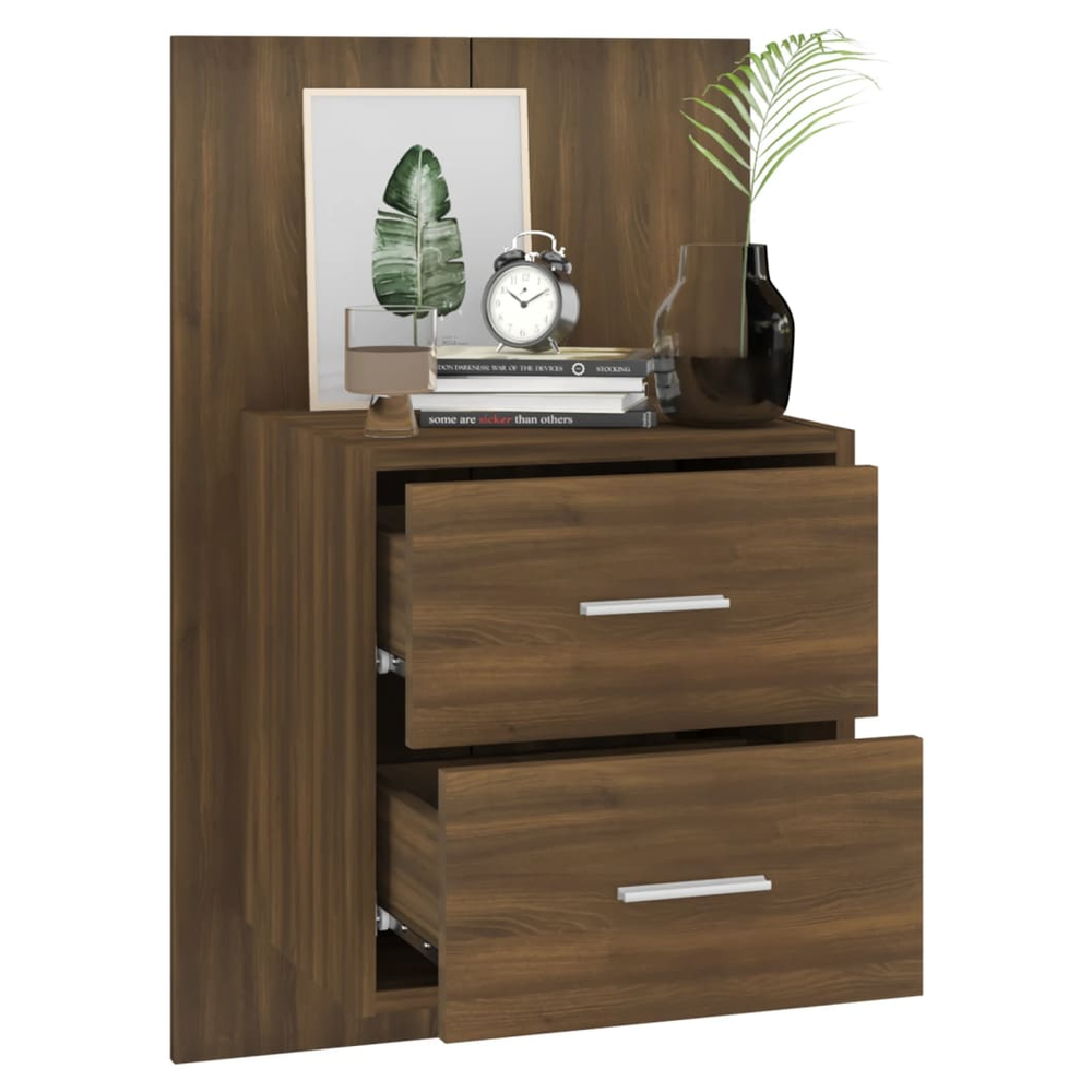 Wall-mounted Bedside Cabinet Brown Oak - Bedside Table from vidaXL