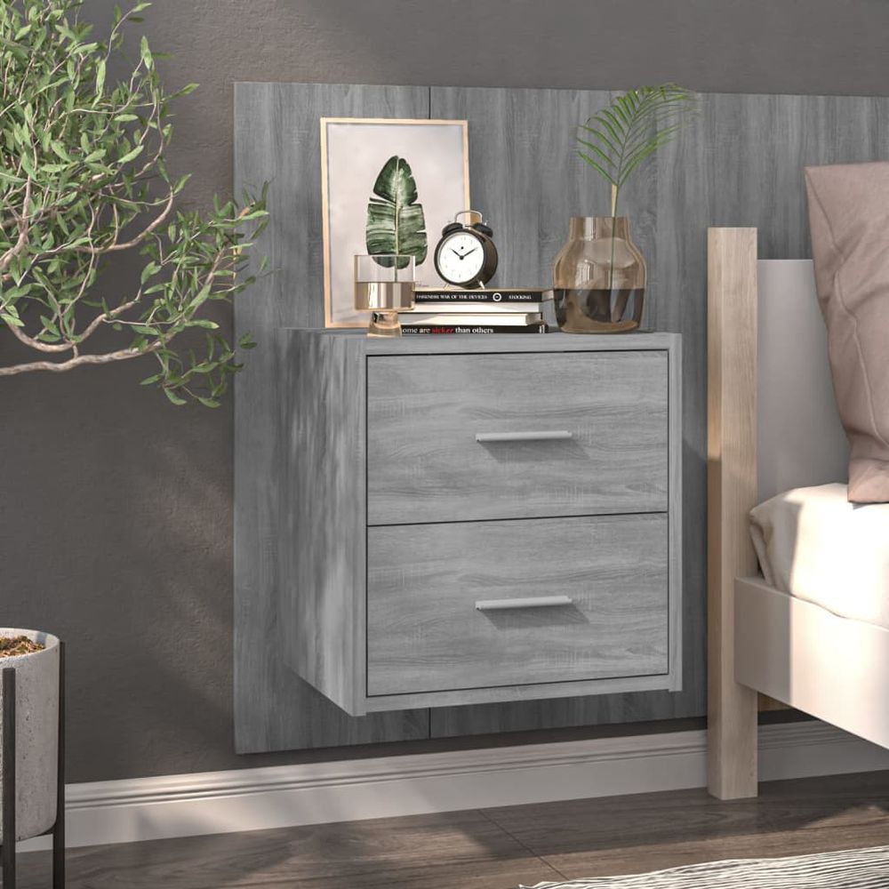 Wall-mounted Bedside Cabinet Brown Oak - Bedside Table from vidaXL