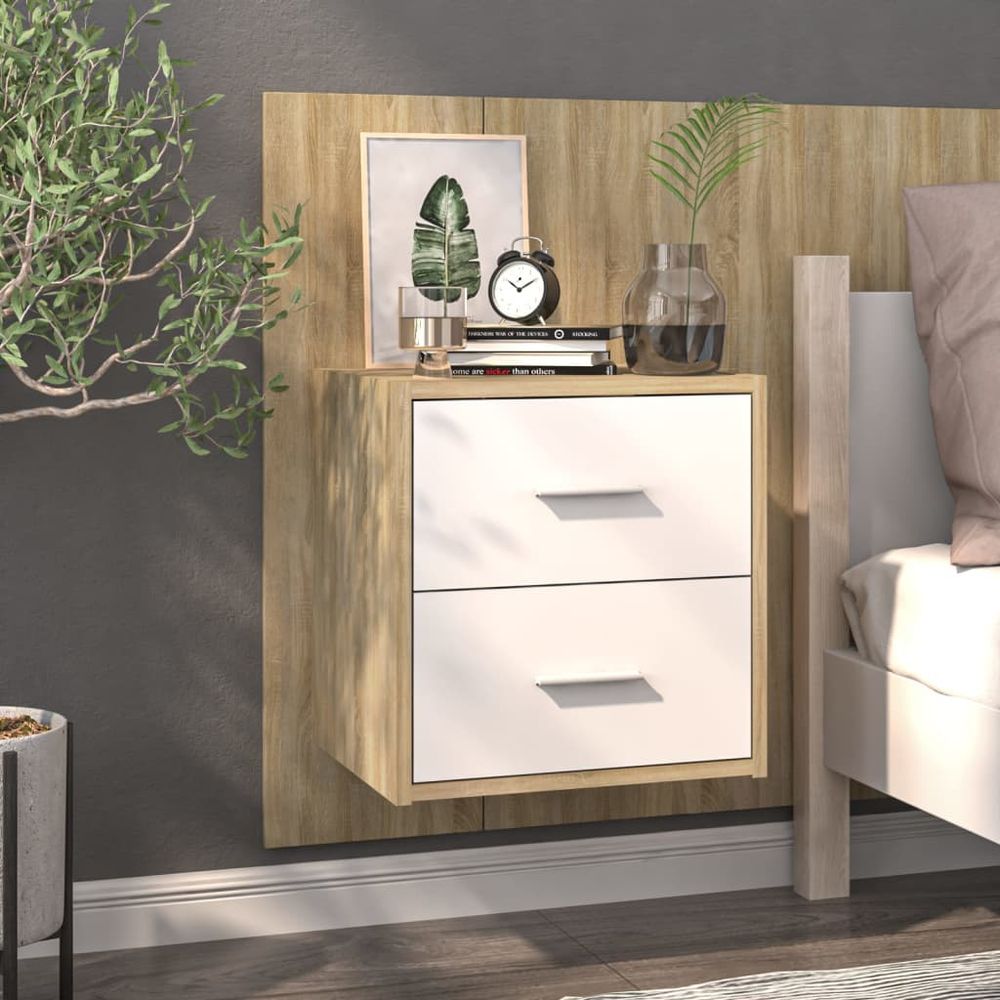 Wall-mounted Bedside Cabinet Brown Oak - Bedside Table from vidaXL