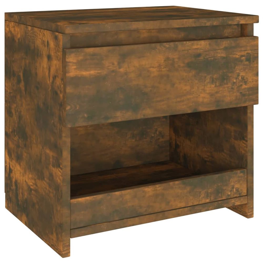 Bedside Cabinet Smoked Oak 40x30x39 cm vidaXL Engineered Wood - Bedside Table from vidaXL