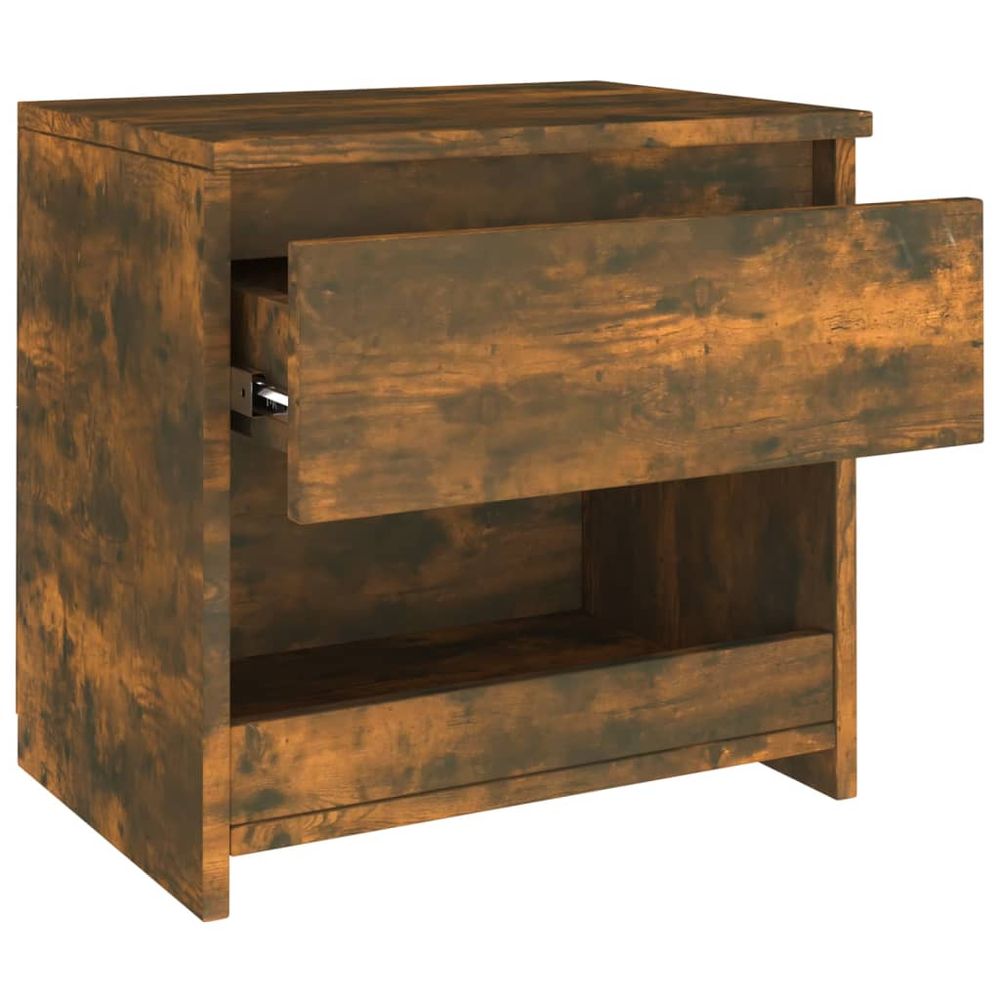 Bedside Cabinet Smoked Oak 40x30x39 cm vidaXL Engineered Wood - Bedside Table from vidaXL