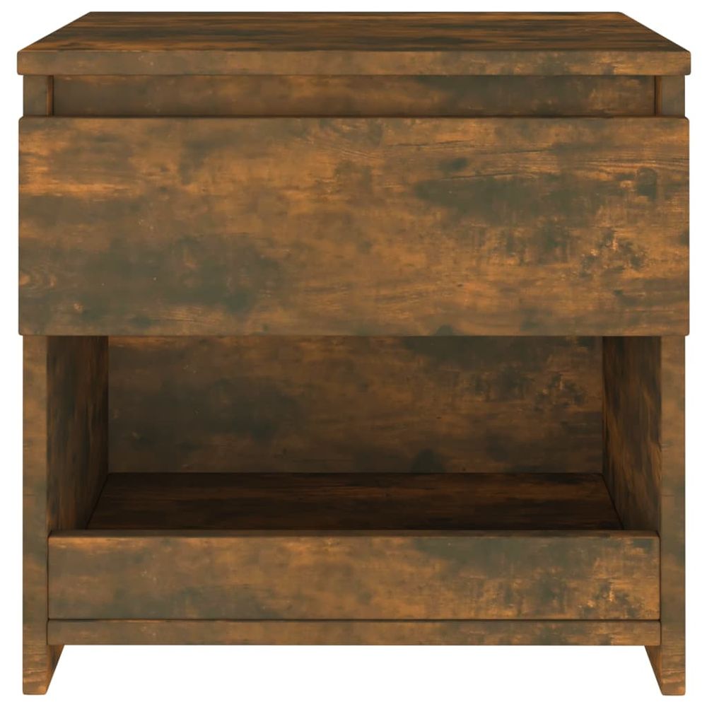 Bedside Cabinet Smoked Oak 40x30x39 cm vidaXL Engineered Wood - Bedside Table from vidaXL