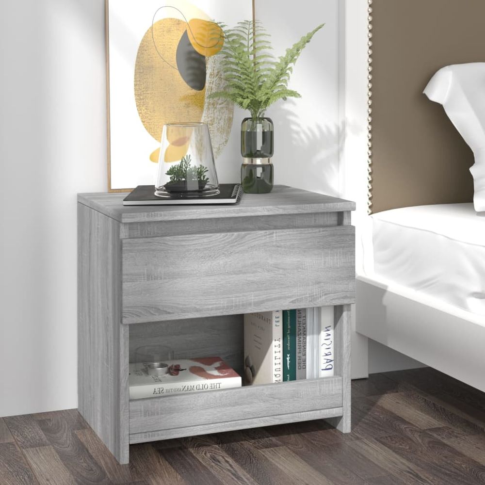 Bedside Cabinet Smoked Oak 40x30x39 cm vidaXL Engineered Wood - Bedside Table from vidaXL