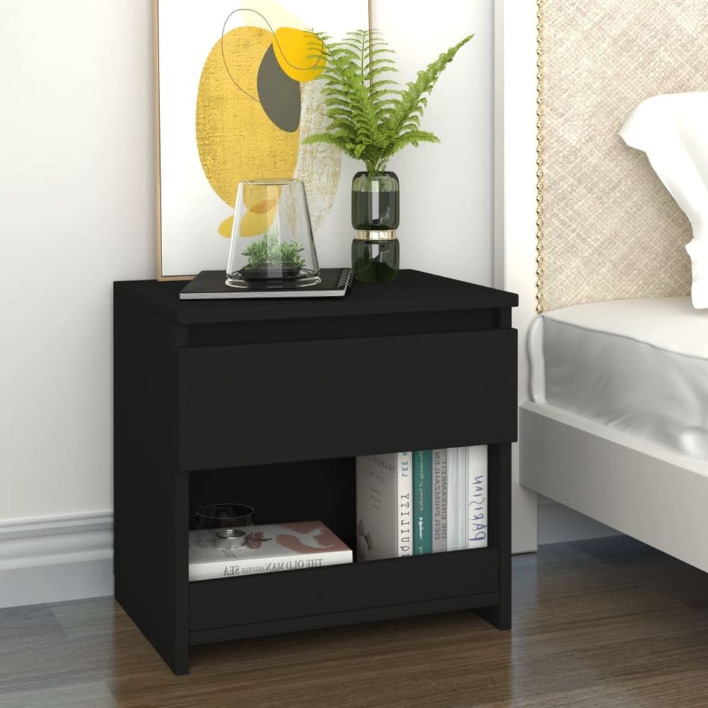 Bedside Cabinet Smoked Oak 40x30x39 cm vidaXL Engineered Wood - Bedside Table from vidaXL
