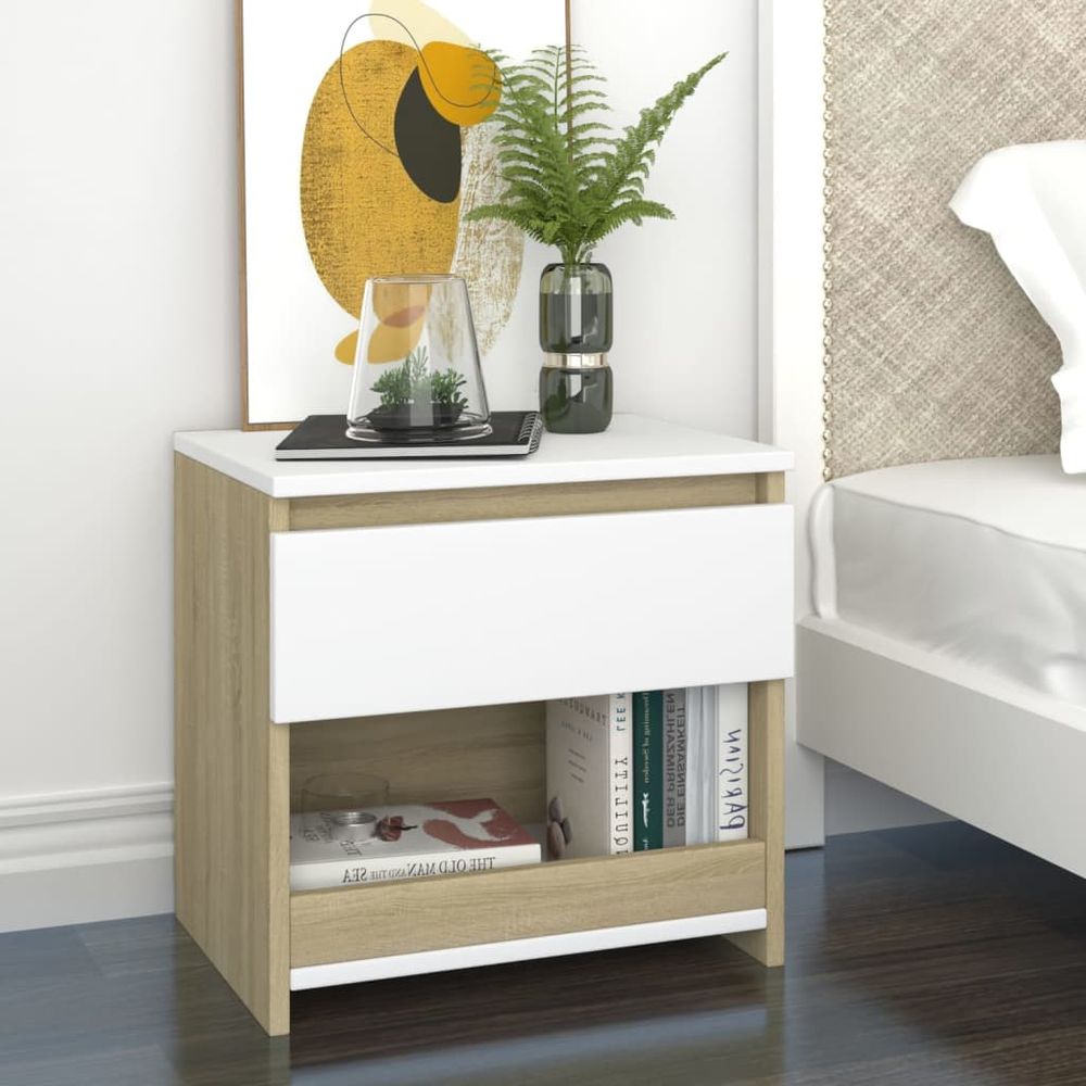 Bedside Cabinet Smoked Oak 40x30x39 cm vidaXL Engineered Wood - Bedside Table from vidaXL
