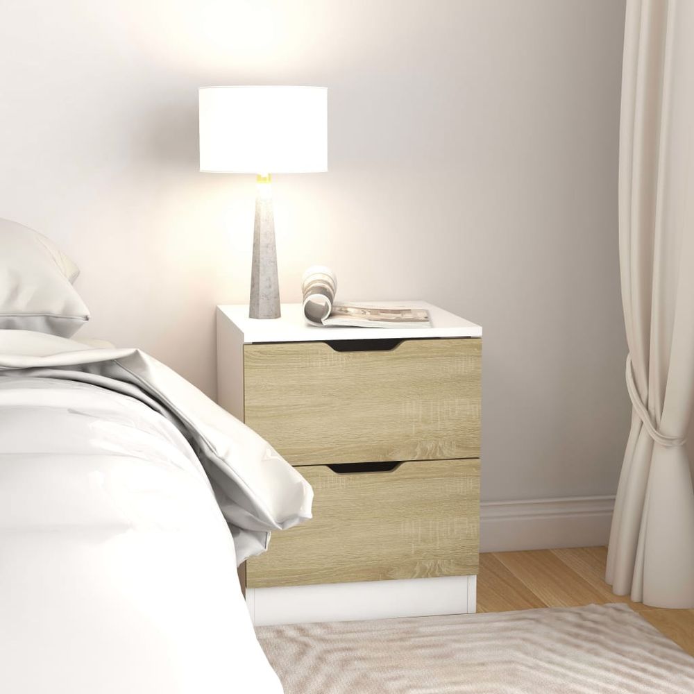 Bedside Cabinet White 40x40x50 cm vidaXL Engineered Wood - Bedside Table from vidaXL