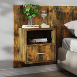 Wall-mounted Bedside Cabinet Smoked Oak - Bedside Table from vidaXL