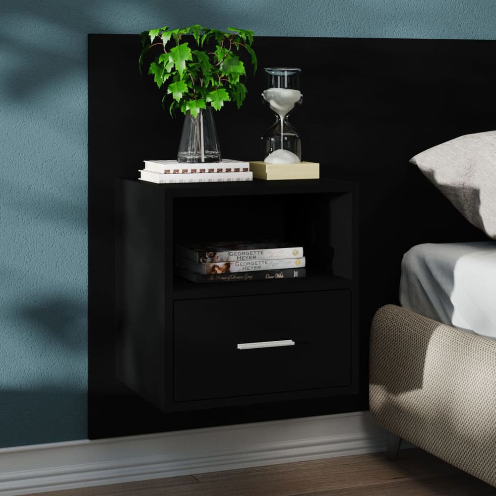 Wall-mounted Bedside Cabinet Smoked Oak - Bedside Table from vidaXL