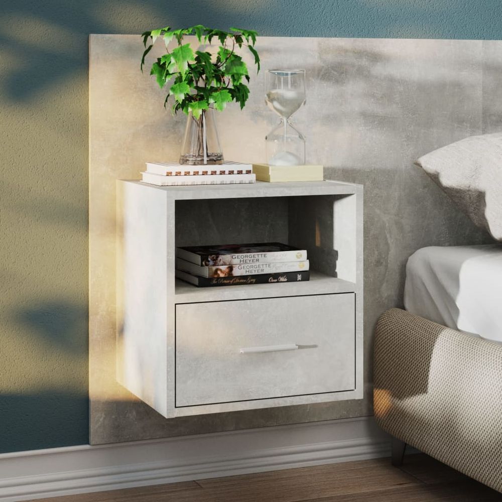 Wall-mounted Bedside Cabinet Smoked Oak - Bedside Table from vidaXL